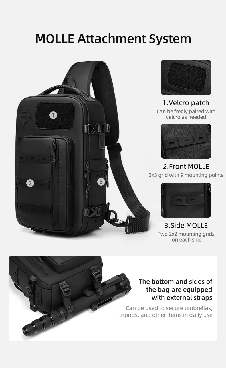 Cross Shoulder Bag Man Chest Bag Waterproof Tactical Waist Messenger Bag Zipper Fashion Outdoor