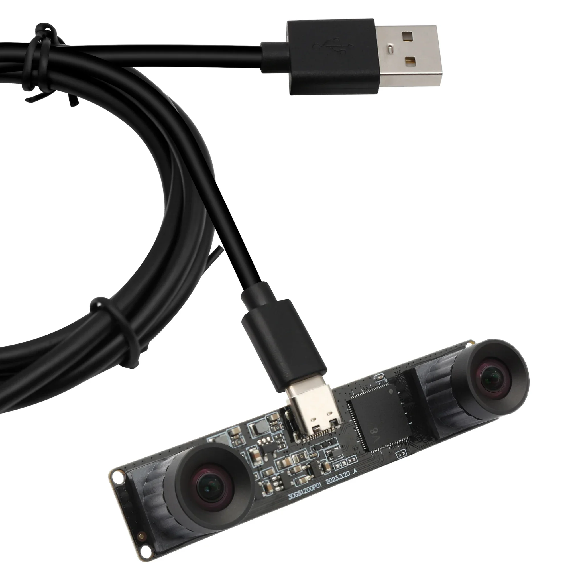 

2025 ELP 1200P 60 кадров в секунду, USB-камера с двойным объективом и глобальным затвором, высокоскоростная 3200X1200 при 60 кадров в секунду, 3D стереокамера, бесплатный драйвер, USB-мини-камера