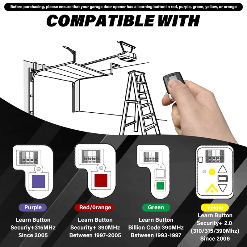 موديلات بديلة عن بعد لفتح باب المرآب العالمي ABAC-For Chamberlain، Craftsman-371LM 891LM، 893MAX، 893LM متوافقة