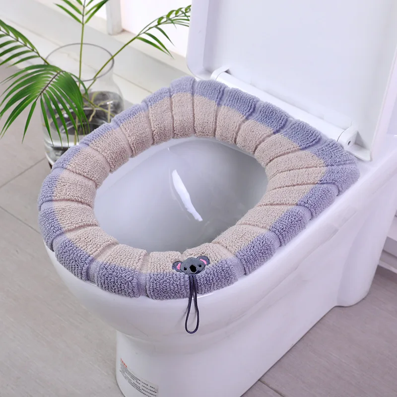 Toilet Seat Knitted Warm With Carry Handle Fall And Winter Enlarged Thickened Toilet Cover Pad Universal