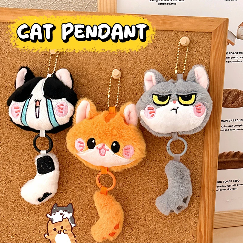 

Lovely Cartoon Kitten Stuffed Toy Pendant; Long-tailed Plush Doll Key Holder & Bag Charm
