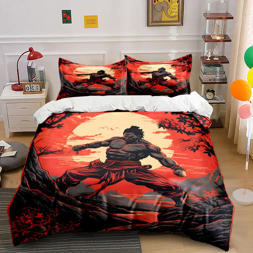 

Strong warrior facing red sun Print Bedding Set 1 Duvet Cover 2 Pillowcases for Adult and Children Luxury Gift Full Size