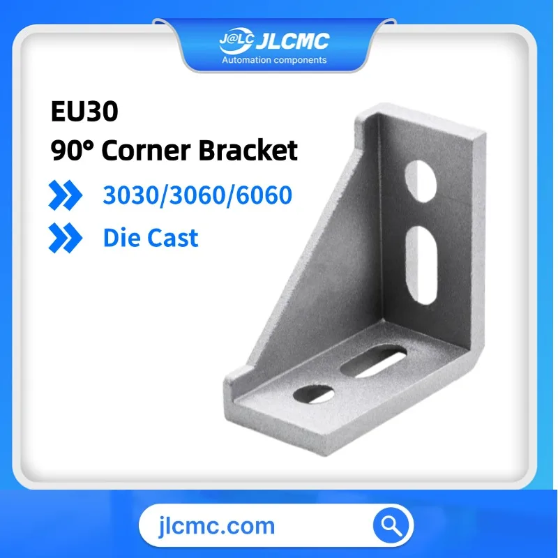 

1pcs 90° Corner Bracket For Euro 30 Series Die Cast ADC12 Sandblasted Surface Angle Bracket For CNC 3D Printer Frame