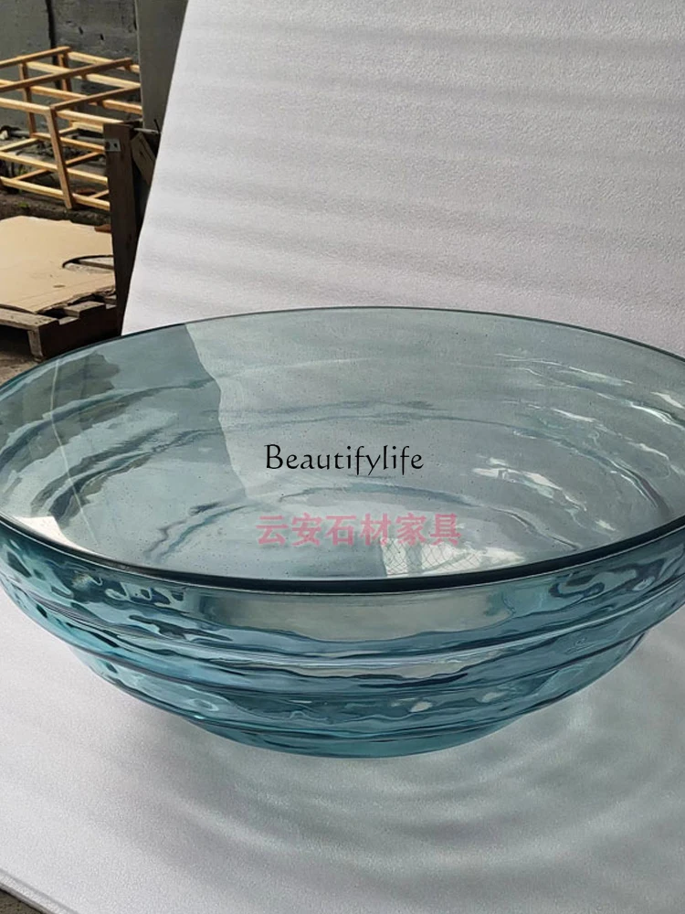 Modern minimalist creative round transparent resin coffee table household living room sofa coffee table