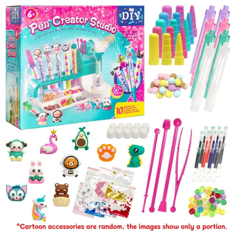 DIY Pen Making Kit Quicksand Pens Craft Toy Creator Studio STEM Educational Toys for Kids Girls Birthday Christmas Gift Set