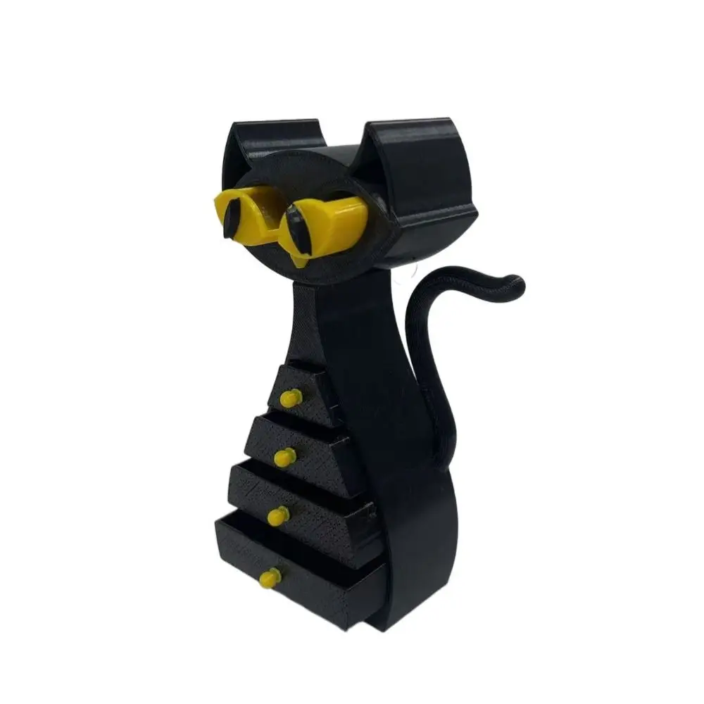 

Модная шкатулка для драгоценностей на Хэллоуин с черным котом, 6-слойный ящик большой емкости, футляр для драгоценностей, портативный милый органайзер для ювелирных изделий, подарки на Хэллоуин