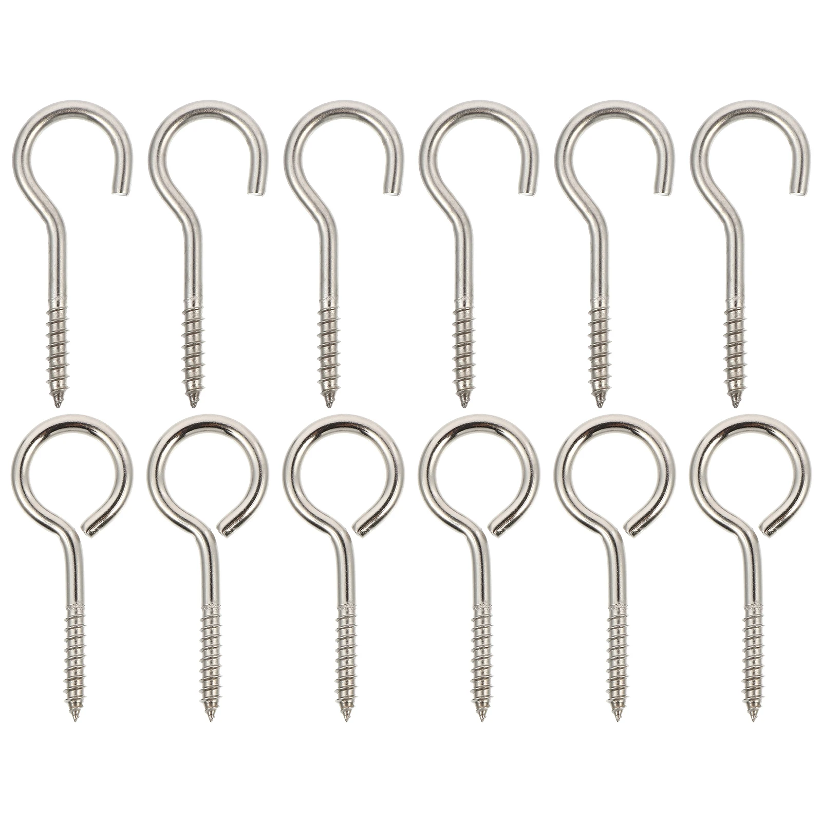

12 Pcs Stainless Steel Eye Screws M5x65 Ring Hook Shape Heavy Duty Storage Hanger For Home Use Anti Rust Durability
