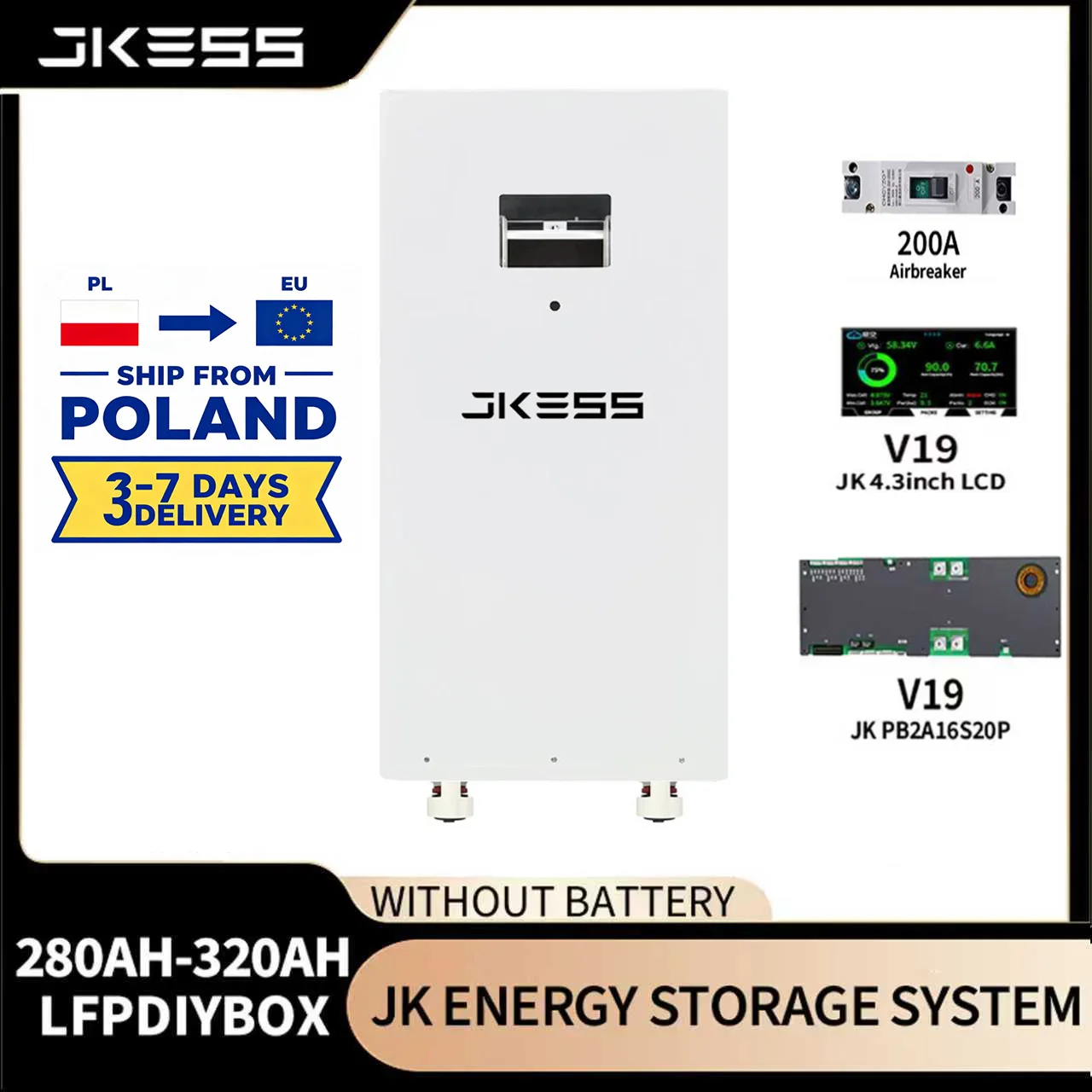 JIKONG JKBMS V19 Inverter Smart BMS 8S 16S 24V 48V 100A 150A 200A Lifepo4/Li-ion/LTO Active Balancer  Household Energy Storage