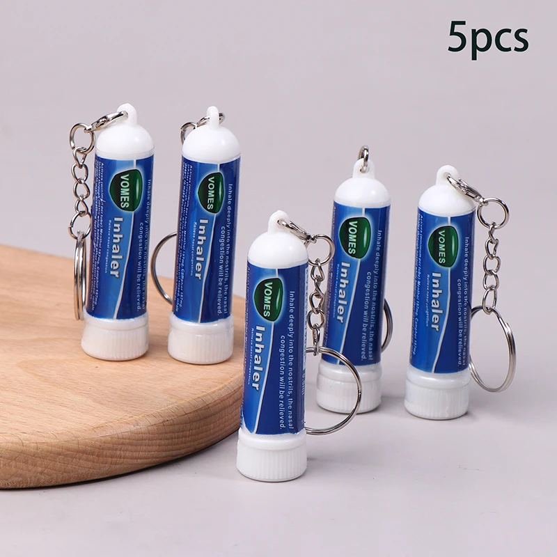 5Pcs Nasal Inhaler Cooling Essential Oil Stick Portable Aromatherapy Energy Focus Keychain Stress Relief Tube