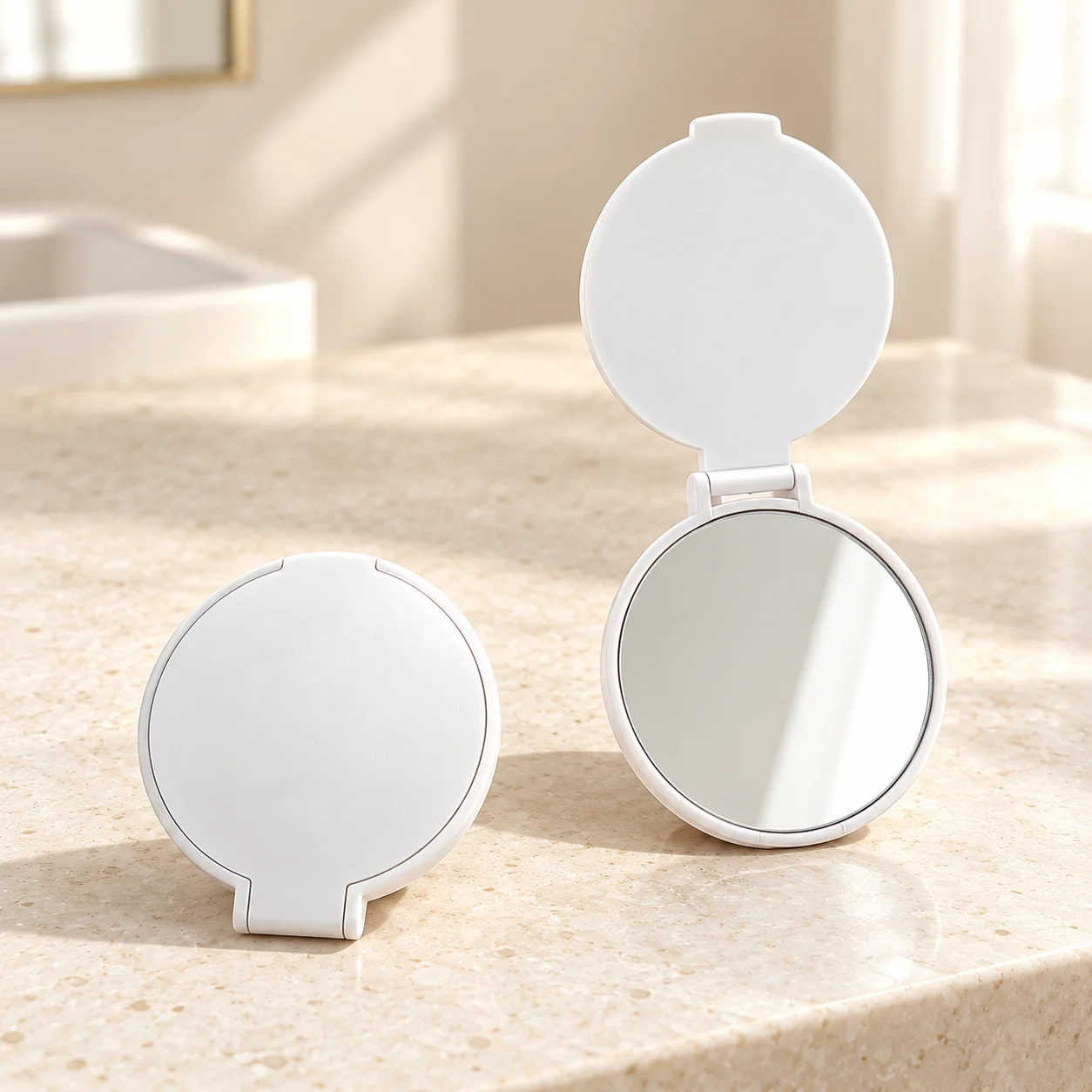 Makeup Mirror Folding Tabletop Makeup Mirror Travel Makeup Mirror Lightweight For Commuting Travel Quick Touch Ups
