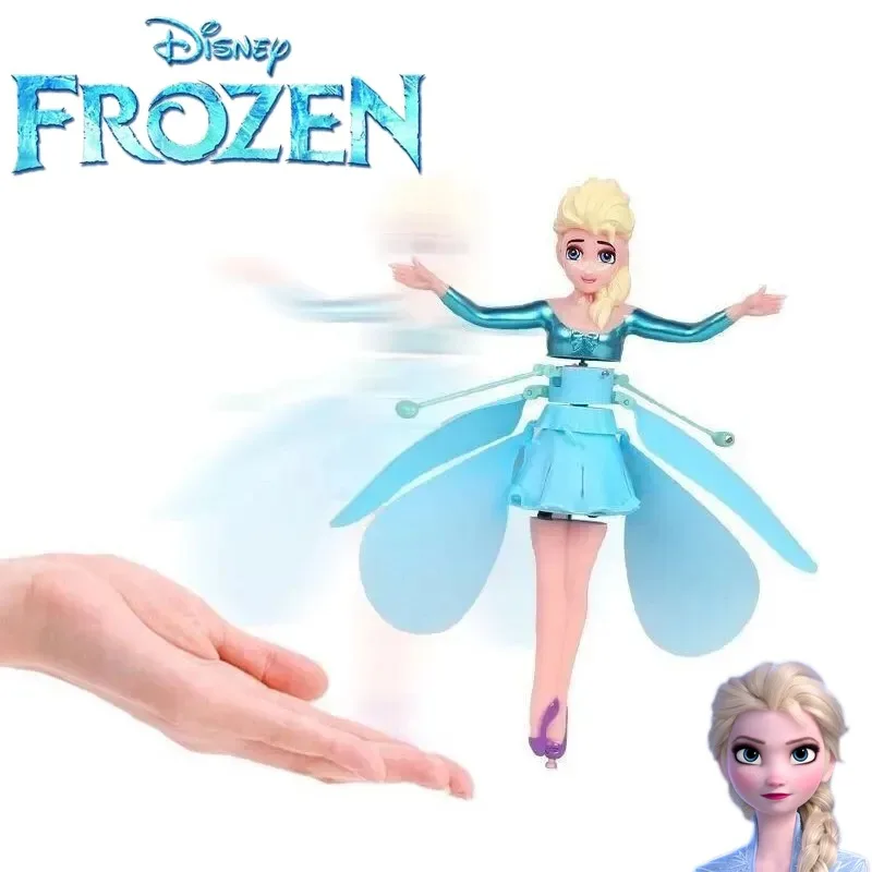 Disney Frozen Induction Flying Toy Cartoon Elsa Pretty Anime Figure Princess Dolls Model Outdoor Safety Toys Girls Birthday Gift