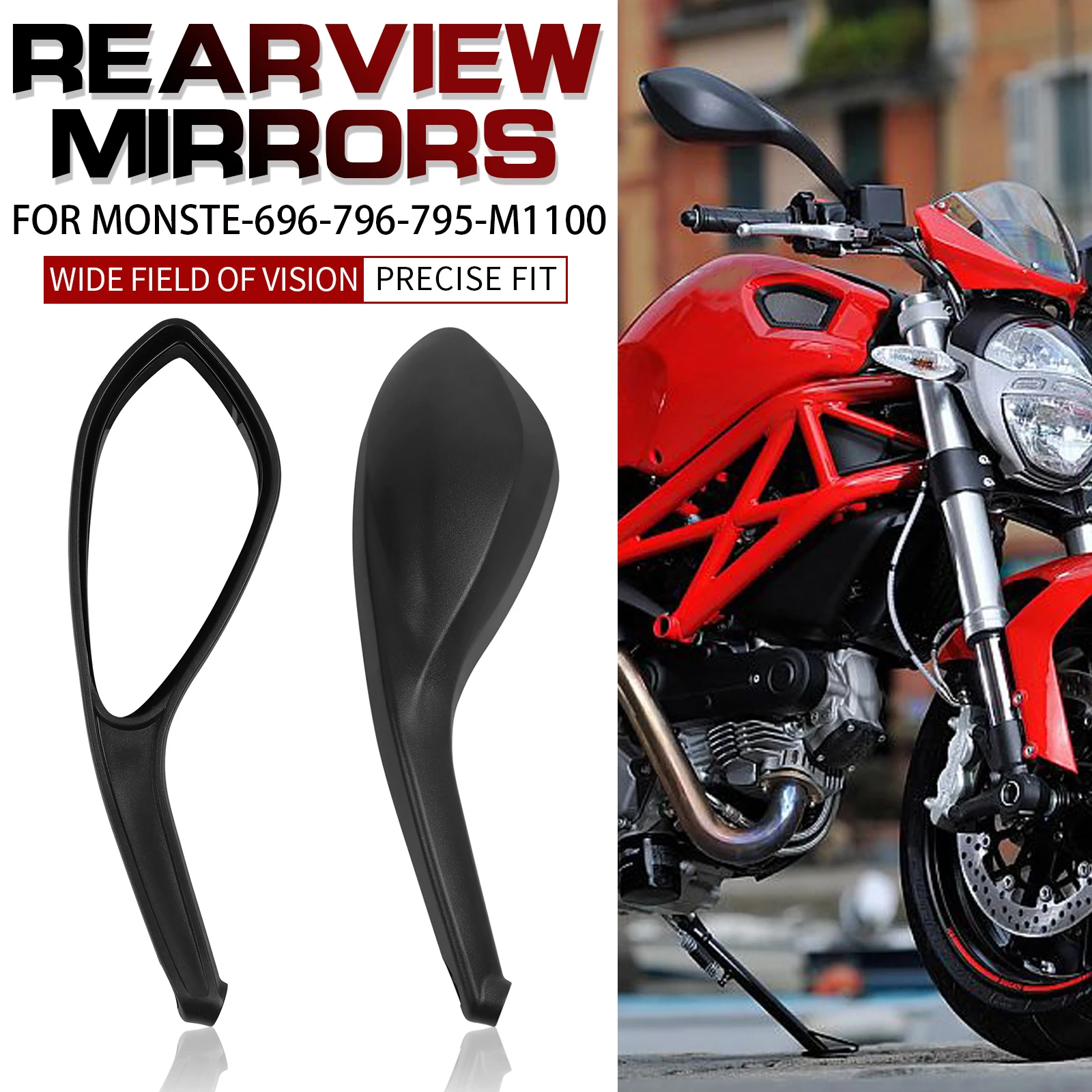 

For DUCATI MONSTER 696 795 796 1100/S/EVO Motorcycle Left Right Mirror Rear View Rearview Side Mirrors Accessories