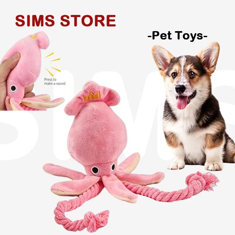 Dog Squeaky Octopus Toy Cotton Rope Interactive Chew Toy Boredom Relief Self Play Pet Toy for Small Puppy Dogs Wholesale