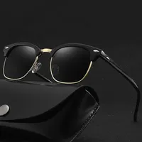 Half Frame Square Sunglasses Man Woman Luxury Brand Designer Sun Glasses Male Retro Rivet Mirror Eyewear Metal Gafas De Sol