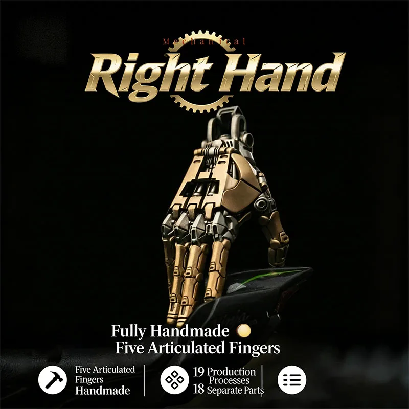 5cm Robot Hand Collectible Mechanical Bionic Hand With Chain Movable Finger Joints Hand Charm Display Gifts Pendant Ornament