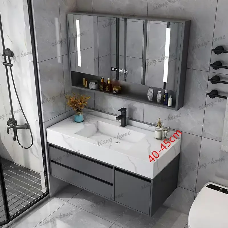 Hotel Universal Bathroom Cabinet Storage Mirror Shelves Dressers Closet Safe Cupboard Minimalist