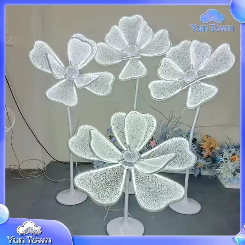 Luminous Peony Flower LED Light Strip for Wedding Decor Road Guide Petal Path Lighting for Event Decoration Party Supplies