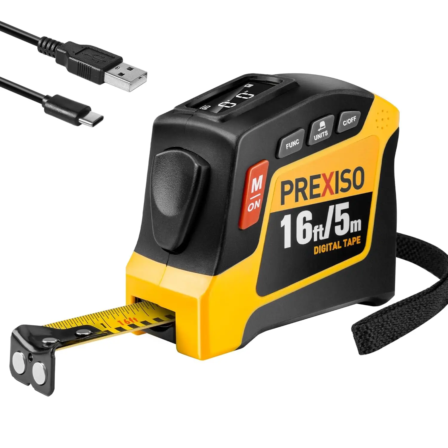 

2-in-1 Tape Measure, 16Ft Rechargeable, Units, Retractable Tool with Tip - Calculations