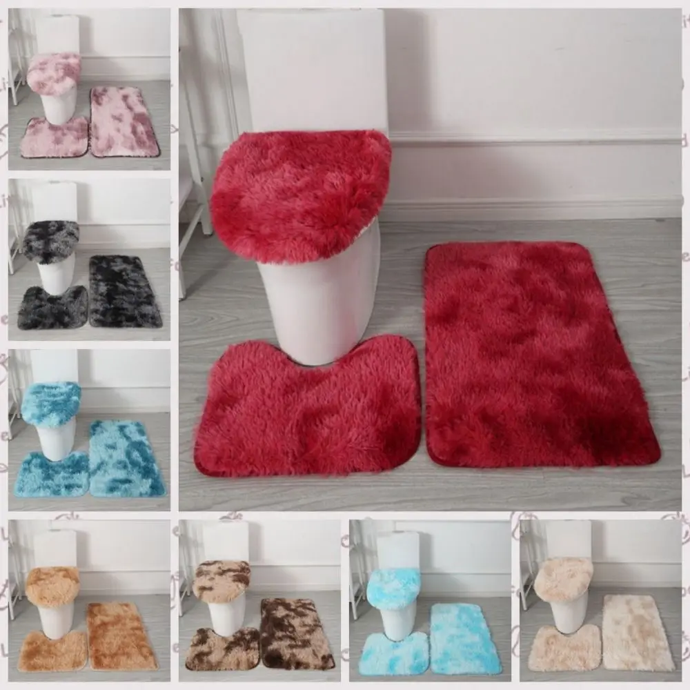 

3pcs Multi-functional Anti Slip Floor Mat Dirt Resistant Soft Toilet Cushion Absorbent Thickened Bath Carpet Household