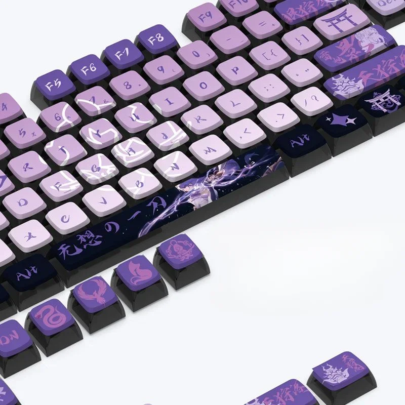 Imagem -03 - Genshin Impact Keycaps Belzebu Pudim Transparente Tecla Caps Raiden Shogun Perfil Keycap Teclado Mecânico 125 Chaves