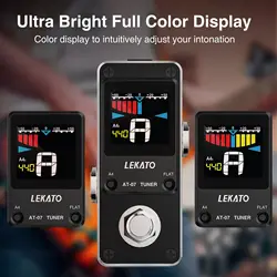 Lekato Guitar Effect Pedal Chromatic Tuning At-07 Tuner Pitch True Bypass 9V for Guitar Bass Violin Ukulele True Bypass