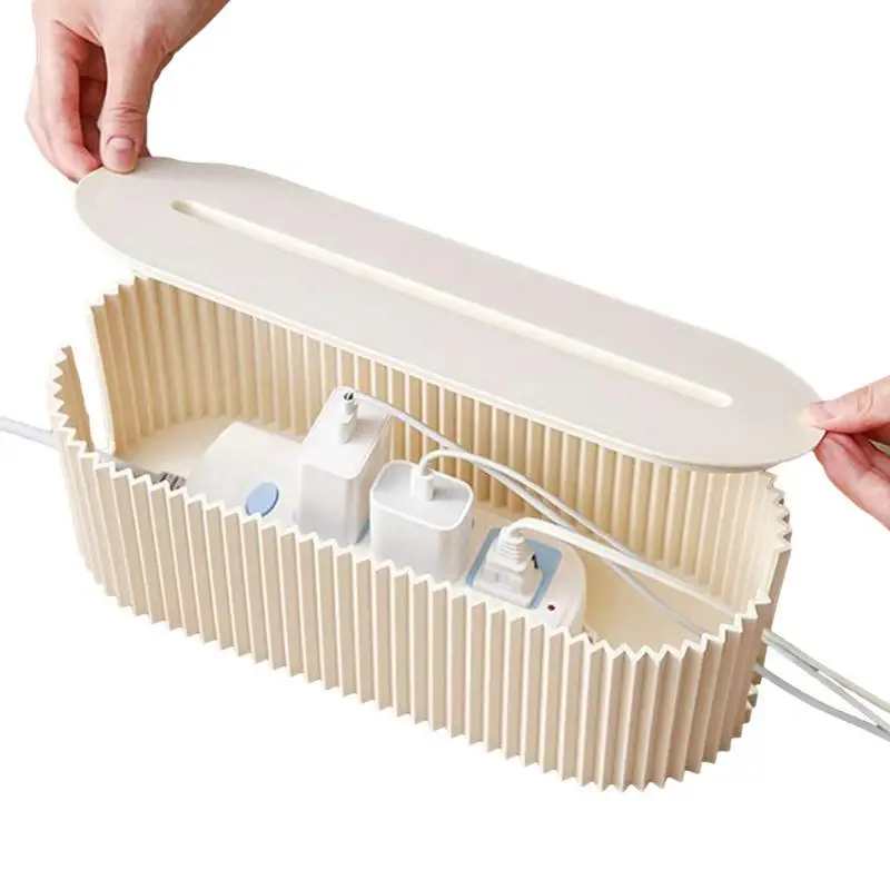 Cable Storage Cases Power Strip Boxes Cord Hider and Management Box Flexible Wire Storage Extension Hider for Desk Home Kitchen