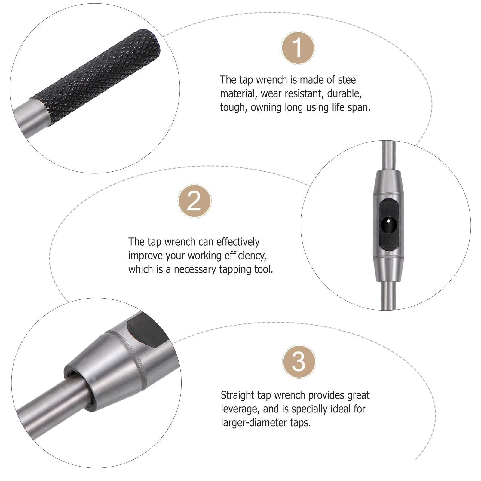 

1Pcs Steel Tap Wrench Professional Adjustable Hand Tapping Tool for Threading DIY Repair Metalworking Tap Wrench