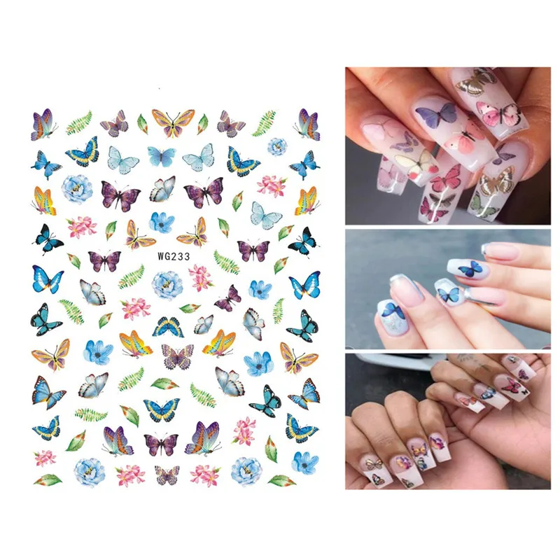 1 قطعة فراشة ذاتية اللصق مسمار ملصقا الليزر الملونة زهرة الحشرات لمسمار الفن الوشم مانيكير المغلفات أدوات الديكور #3