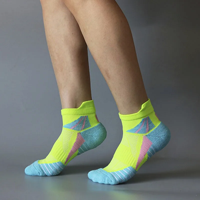 GYMIGO 4/10 Pairs Sport Socks Women Running Socks Bright Color Terry Sole Cycling Socks Mesh Breathable Outdoor Hiking Socks