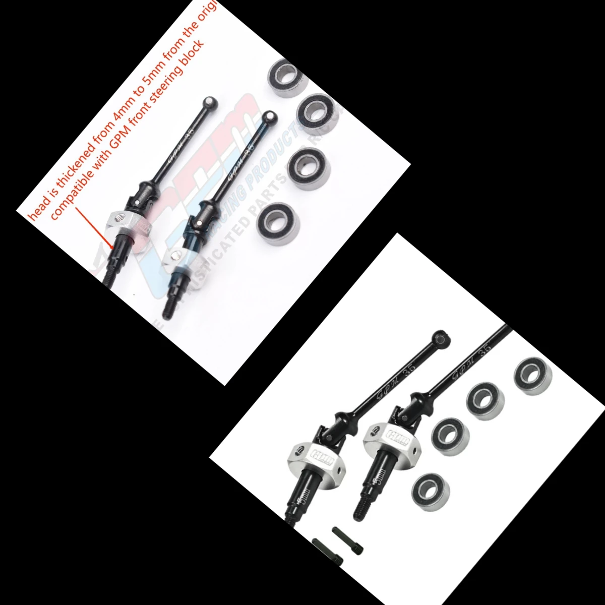 炭素鋼フロントドライブシャフト互換 GPM ステアリングブロック LOSI 1/18 ミニ LMT LOS01026