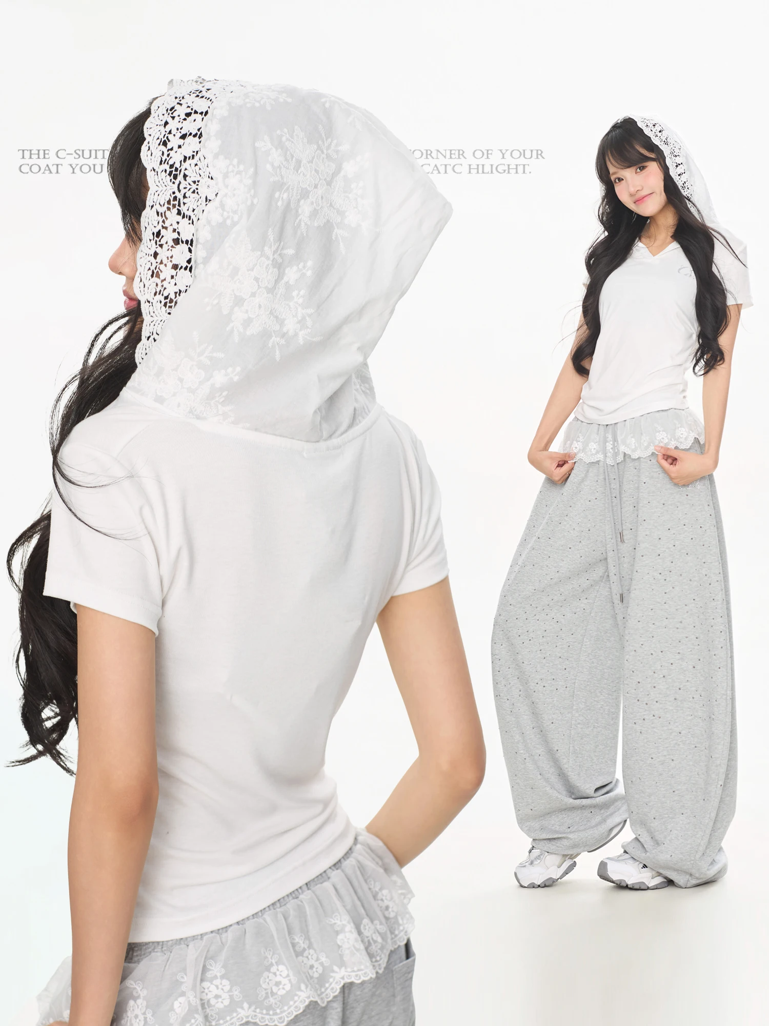 Loose Hip Hop Dance Skirt Hem Long Pants Women's Ruffle Diamond American Hot Girl Dancing Pants Korean Style Casual Straight Leg
