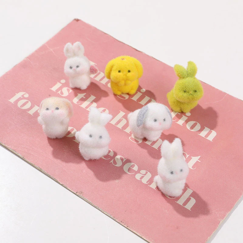 1 Stuks Kawaii Flocking Konijn Sleutelhanger Accessoires Schattige Dieren Sleutels Accessoires Diy Hanger Easter Speelgoed Cadeau Voor Volwassenen Kinderen Feest