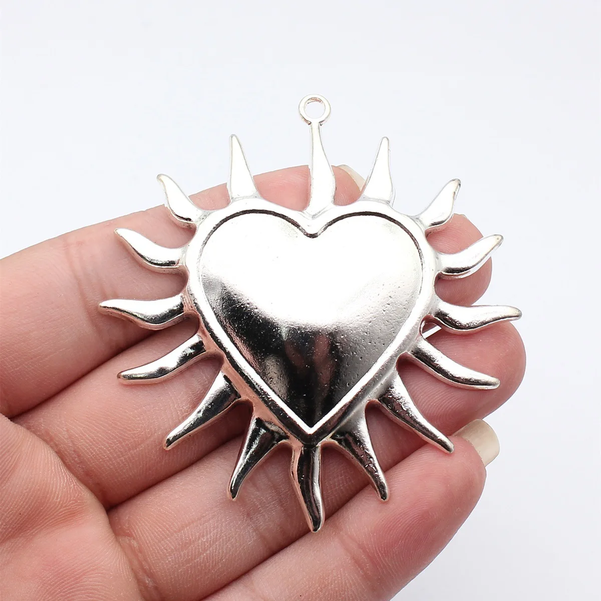 1pcs 74x70mm Antique Silver Color Heart-Shaped Charms With Thorns Handmade Jewelry Making Accessories