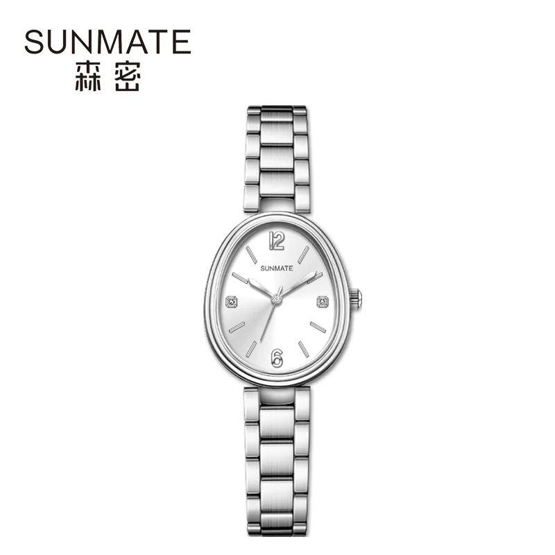Genuine SUNMATE Brand Watches, Luxury Simple Fashion Women's Watches, Teardrop-shaped Quartz Watches, Butterfly Buckle Watches