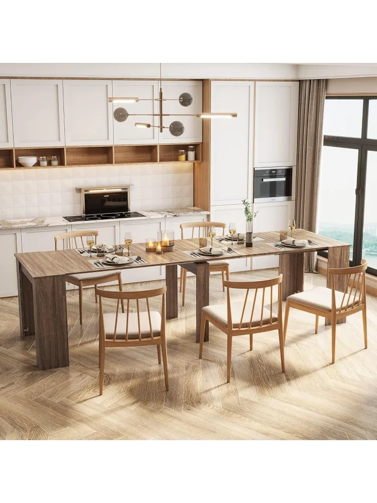 طاولة طعام، طاولة طعام كبيرة مقاس 20 بوصة/118.5 بوصة تتسع لـ 2-12 شخصًا، طاولة وحدة تحكم حديثة قابلة للتمديد للمزرعة قابلة للطي f #3