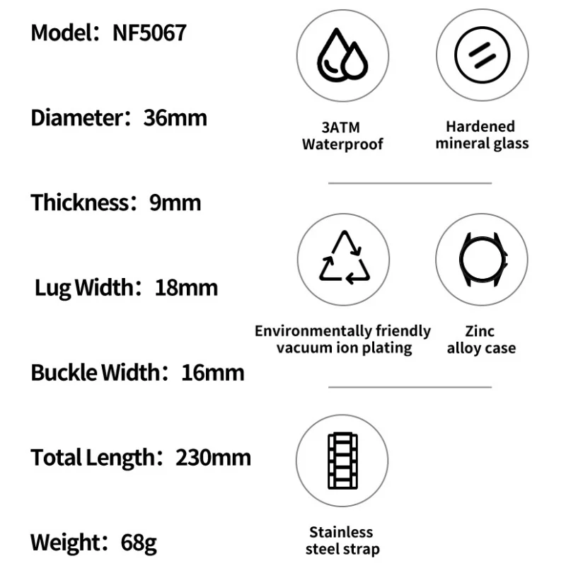 NAVIFORCE NF5067 Woman Quartz Watch Simple Fashion Stainless Steel Ladies 3ATM Waterproof Quartz Watch Gifts For Women