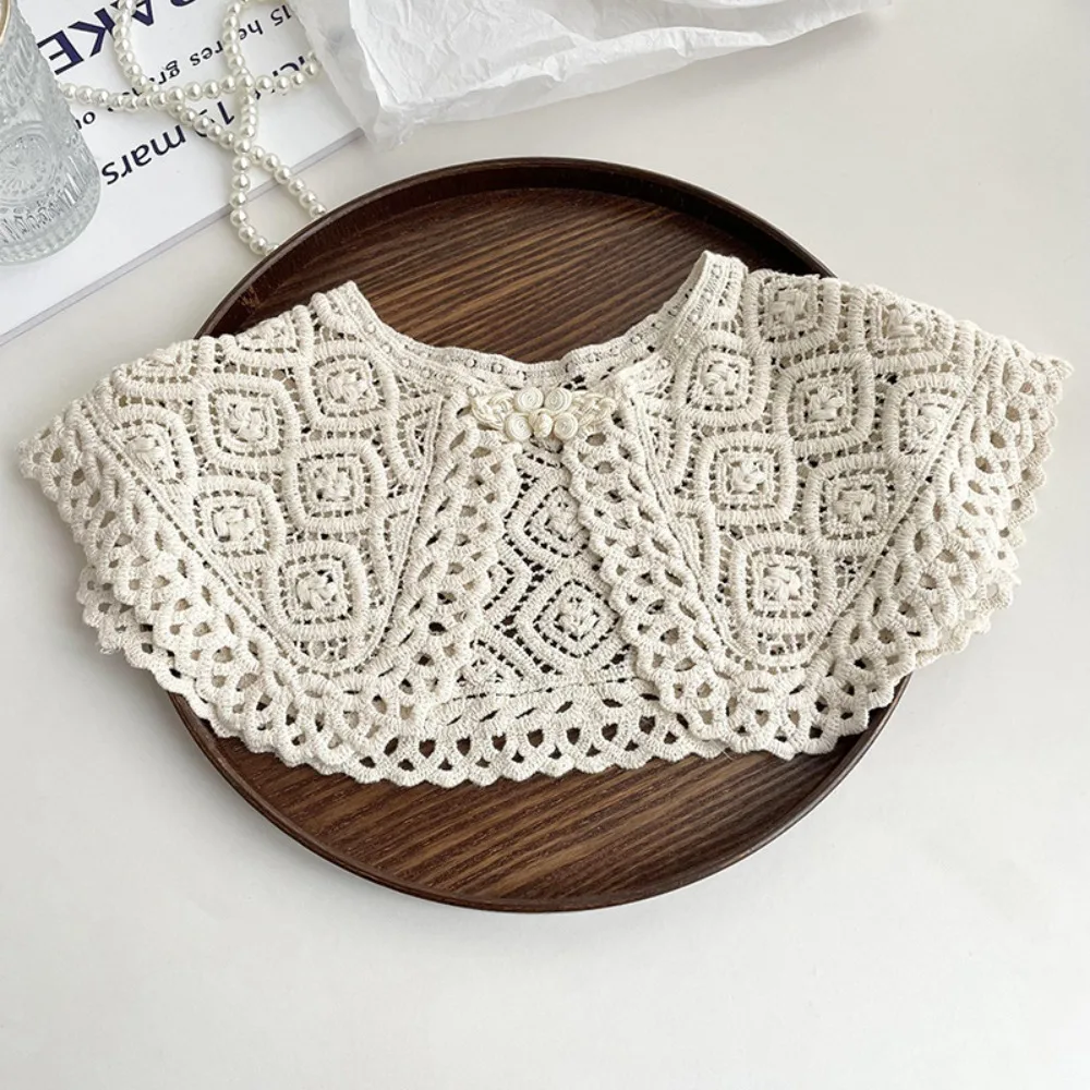 Simple Cape Lace Fake Collar Hollow Out Wraps Knitted Shawl Korean Style Cloak Blouse Shoulders Fake Collar Scarf Accessories