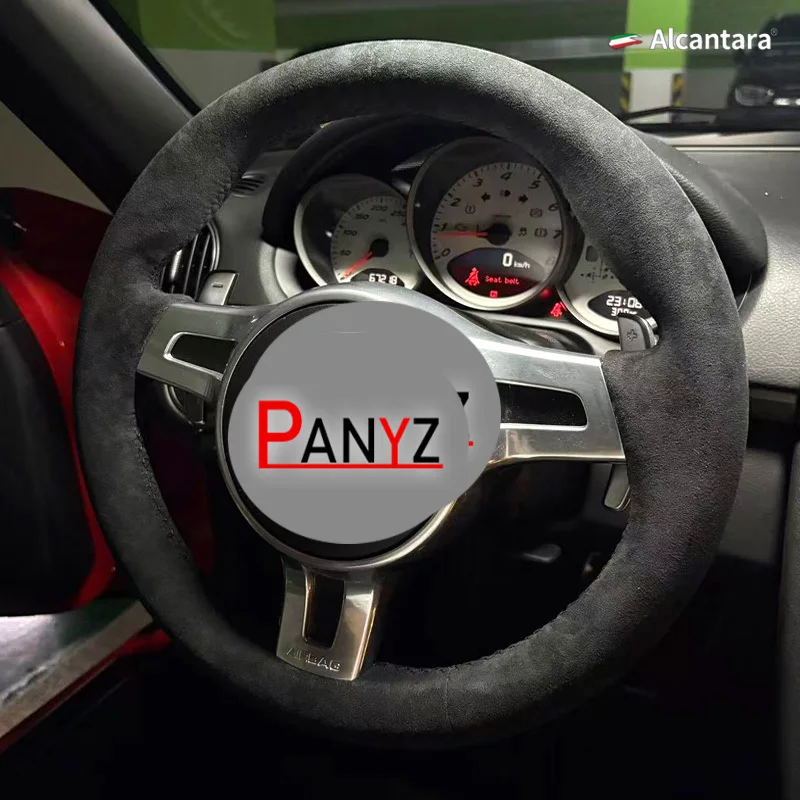 Braid Steering Wheel Cover for Porsche 911 Boxster Cayenne Cayman Panamera DIY Suede Car Steering Wheel Cover Accessory