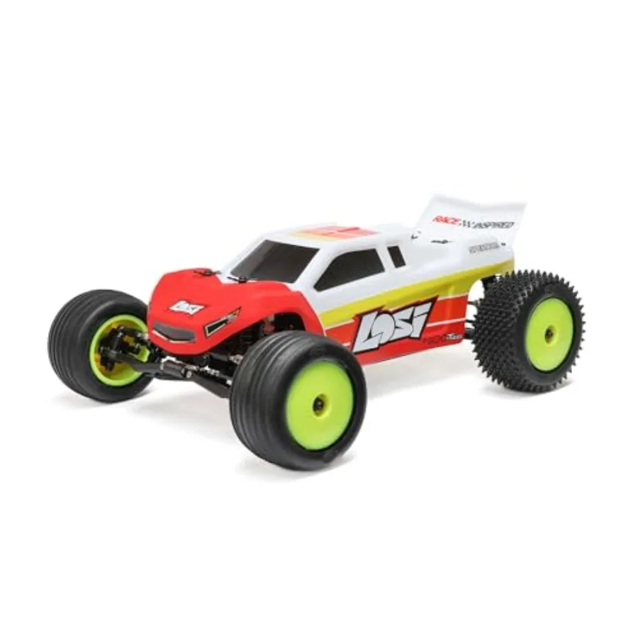 Stadium truck for outdoor racing, aluminum alloy chassis, red finish, brushless motor with 2S battery and charger included