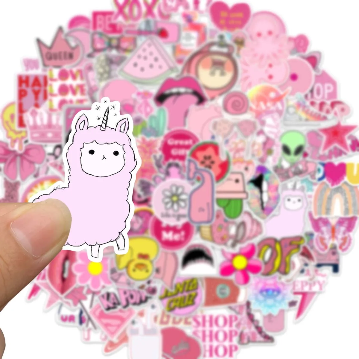 10/50 Pcs Pink Preppy Style Girls Graffiti Stickers Pack for Kids Scrapbooking Laptop Notebook Decals Waterproof Wall Decoration