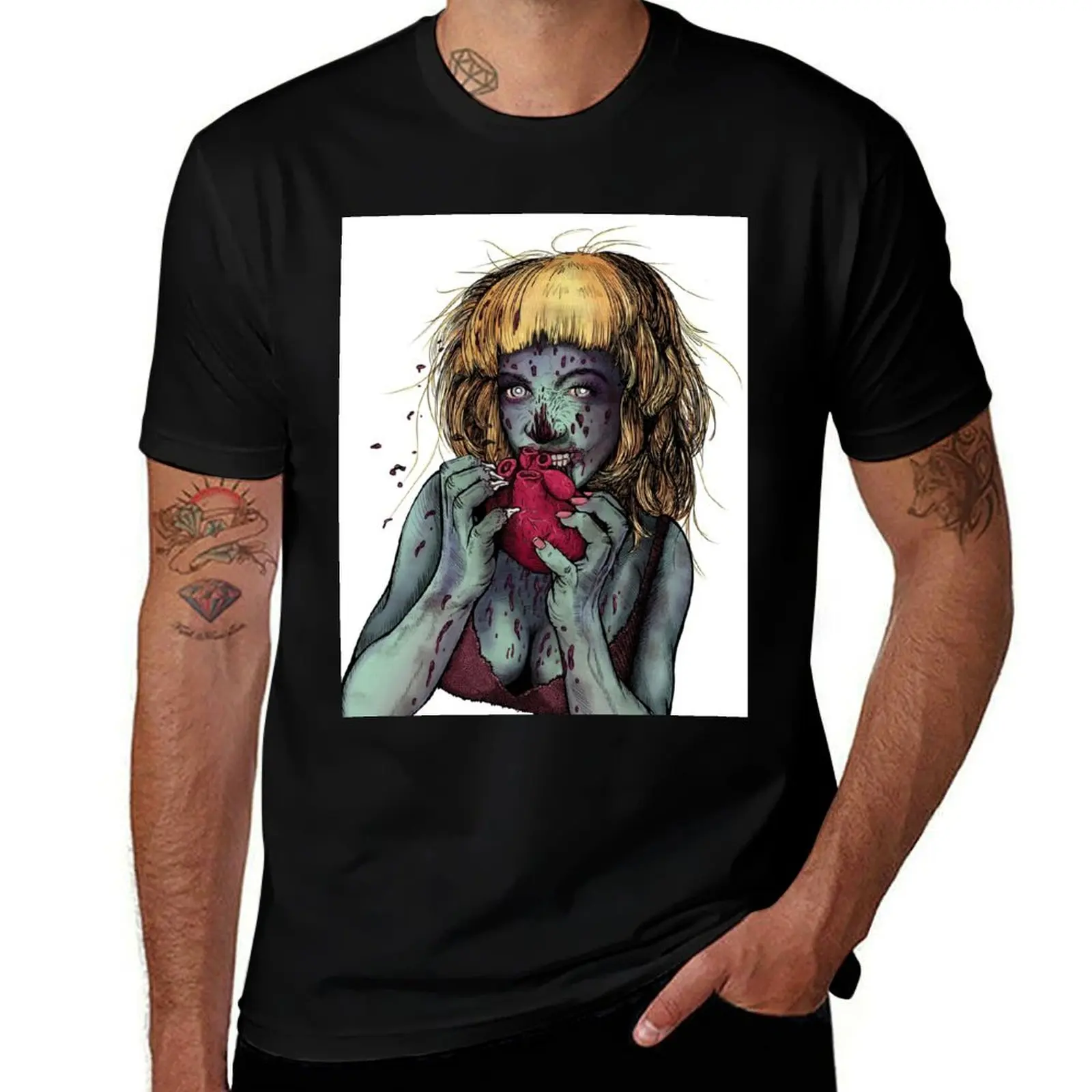 

Zombie eating heart T-Shirt t shirt for man cotton t shirt man