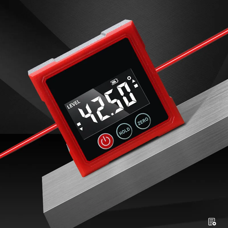 

Four Sided Magnetic Electronic Gradienter Mini Laser LED Display Protractor Woodworking Bidirectional Laser Digital Inclinometer