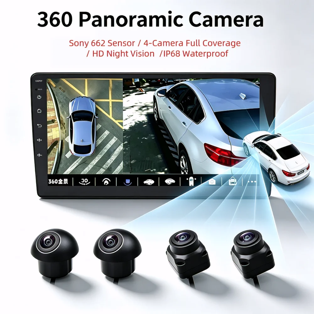 `For Sony 662 Sensor AHD 1080P 360° Panoramic Car Camera 4PCS WDR Night Vision IP68 Waterproof Surround View Camera`