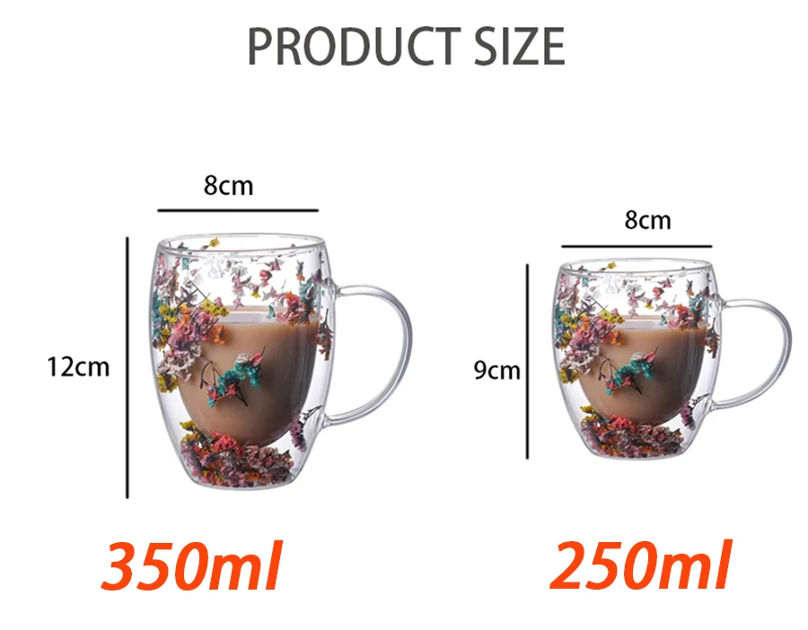 1/2/4PCS Doppel Wand Klar Glas Kaffee Tassen Doppel Isolierte Glas Tasse Für Heiße Kalte Getränke cappuccino Espresso Tasse – Detail 1