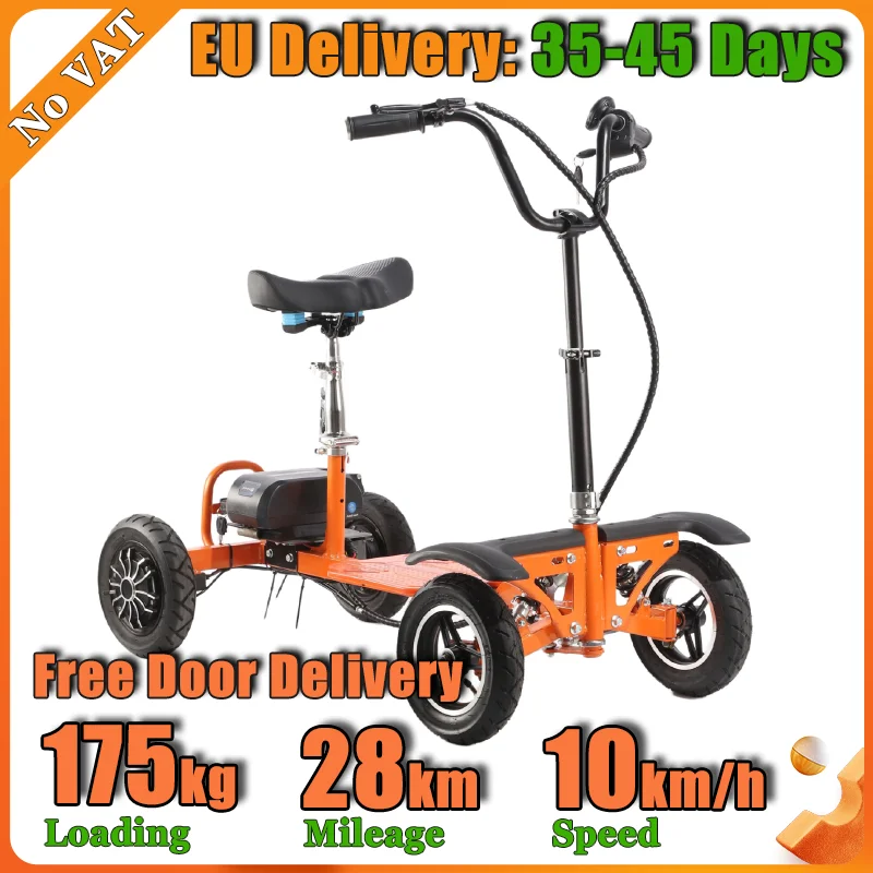 Portable 4 Wheel Folding Mobility Scooter Removable Lithium Battery Easy Operation For Elders & Daily Commute 350W Hub Motor Bag
