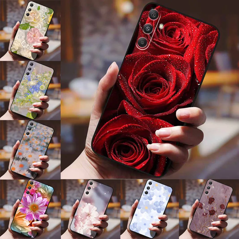 Floral Phone Case for Samsung Galaxy S23 S21 S24 S20 FE Capa Samsung S 23 21 24 20 22 Ultra Plus Soft Silicone TPU Cover Shield