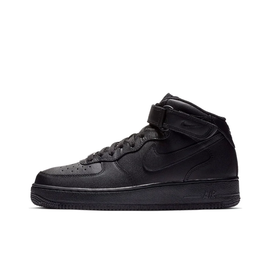 Nike Air Force 1 07 Leather Hook and loop Breathable Mid top Skateboard Shoes Men's Pure Black CW2289-001