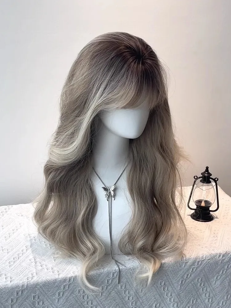 Vrouwen Party Dailly Hittebestendige Pruik Elegante Ombre Hoogtepunt Honingblonde Pruiken Lange Golf Lolita Pruik Met Pony