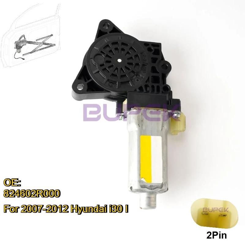 

BUPEK Front Right Passenger Side Power Window Motor 2pin for 2007-2012 Hyundai i30 I Replace Electric Glass Regulator 824602R000