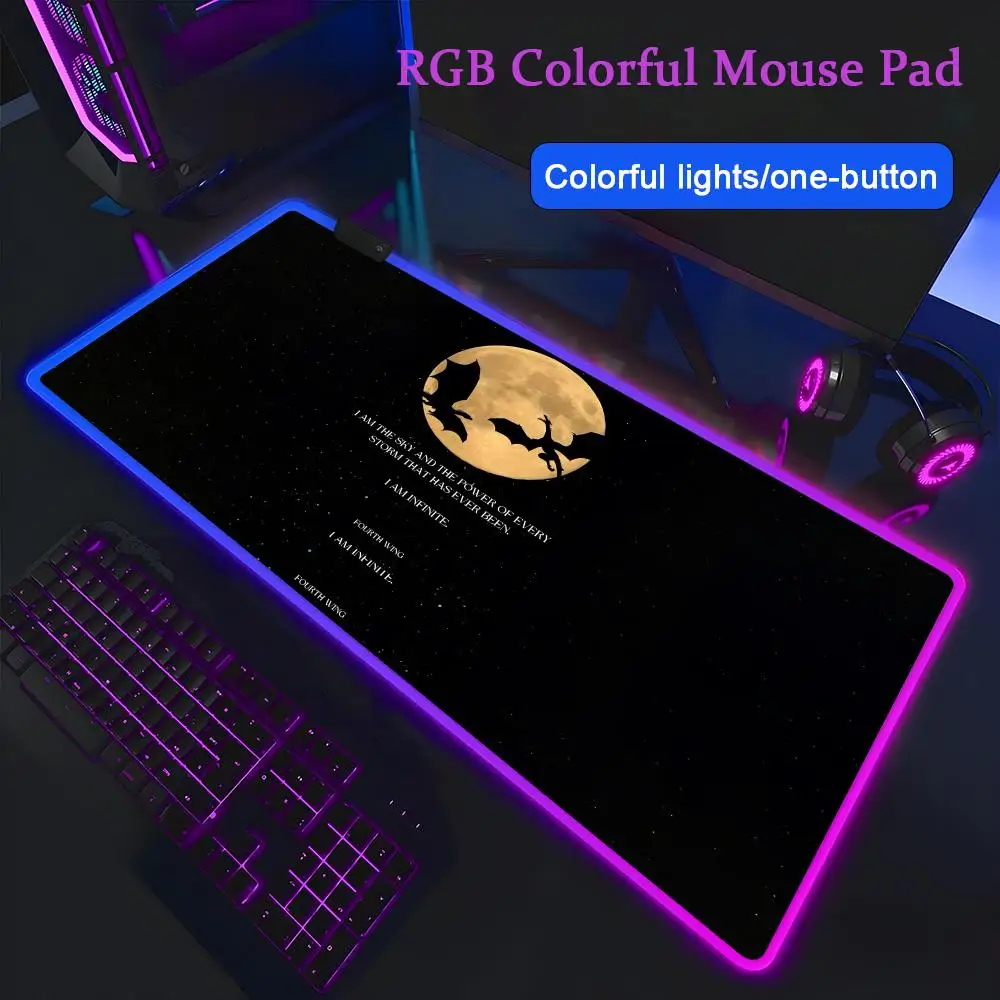 Novel F-fourth W-wing LOOG Mouse Pad Anime Gaming Mouse Pad LED Table Pads Backlit Rubber Desktop XXL Mousepad RGB Desk Mats